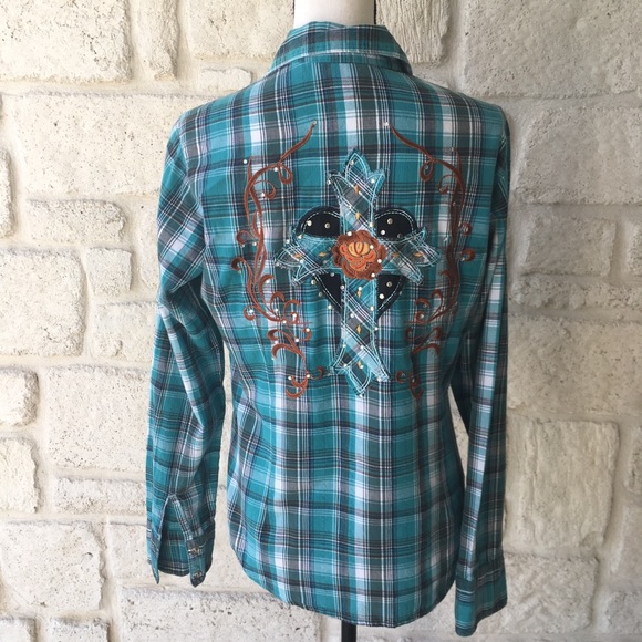 Pink Cattleac Plaid Button Down W/ Pearl Buttons - Picture 5 of 7